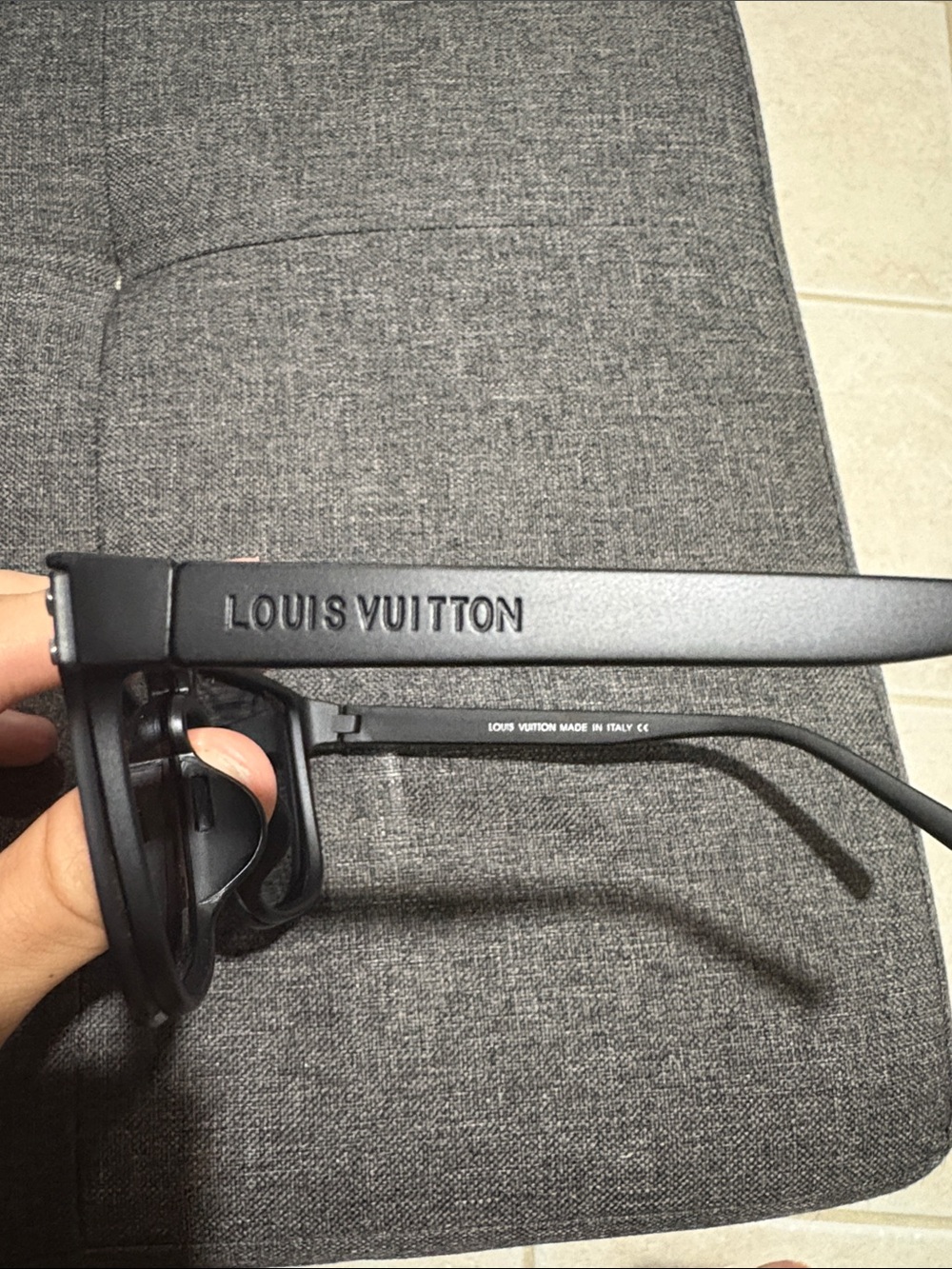 Louis Vuitton Black Matte Logo Temple Sunglasses
